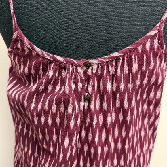 Madewell Womens S Ikat Burgundy Patterned Midi Dress Tie Strap Boho Shift Pocket - Picture 6 of 9